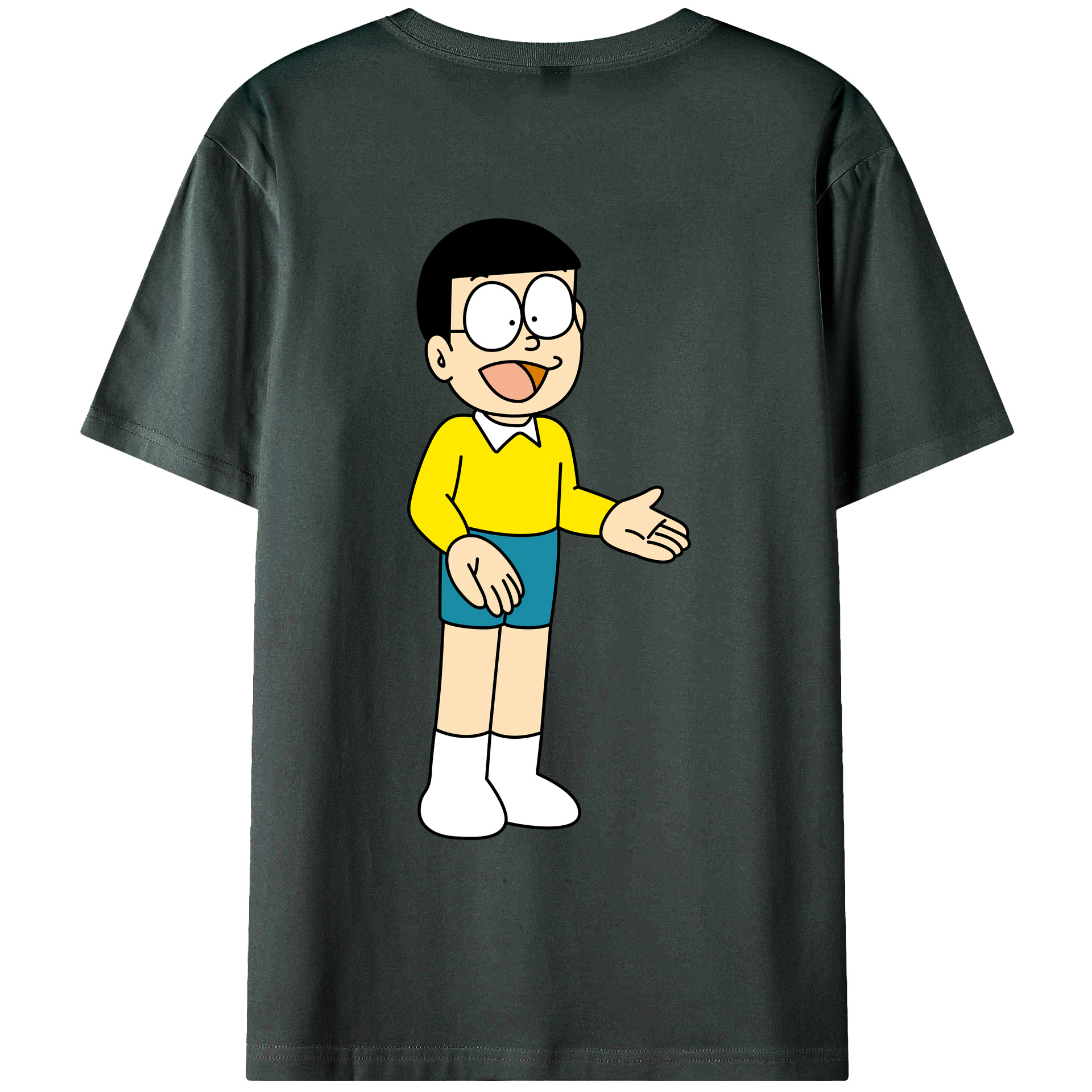 （画像用） ドラえもん 野比 のび太 Doraemon Nobita Nobi 綿100％ メンズ半袖Tシャツ（バックプリント） 通気性